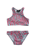 GIRLS CROP BIKINI - PINK & BLUE ZEBRA