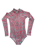 GIRLS SURF SUIT - PINK & BLUE ZEBRA