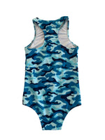 GIRLS ZIP FULL PIECE - BLUE CAMO