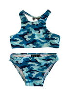 GIRLS CROP BIKINI - BLUE CAMO