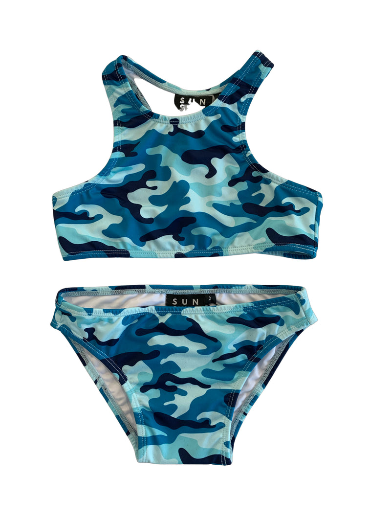 GIRLS CROP BIKINI - BLUE CAMO