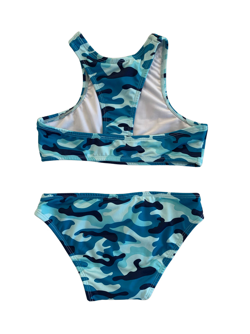 GIRLS CROP BIKINI - BLUE CAMO