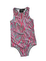 GIRLS ZIP FULL PIECE - PINK & BLUE ZEBRA