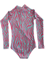 GIRLS SURF SUIT - PINK & BLUE ZEBRA