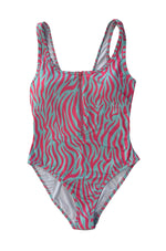 WOMENS ZIP FRONT FULLPIECE  - PINK & BLUE ZEBRA