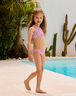 GIRLS CROP BIKINI - PINK & BLUE ZEBRA